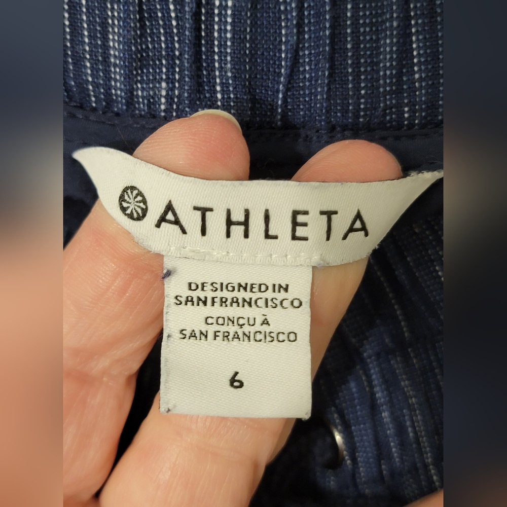 Athleta 100% Linen Wide Leg Drawstring Pants Size 6 - Picture 2 of 11